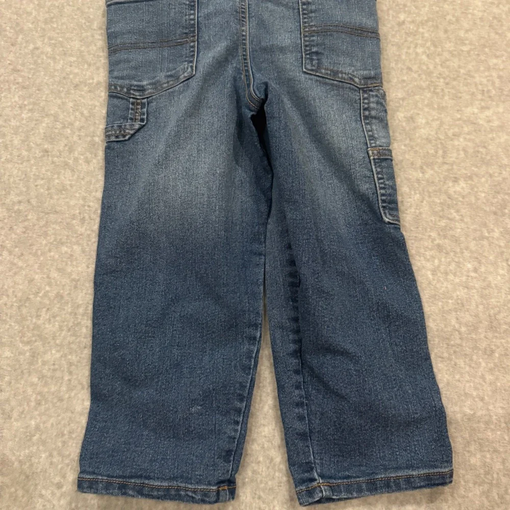OshKosh B'gosh Kids Denim Overalls Medium Wash Striped Straps 4T‎